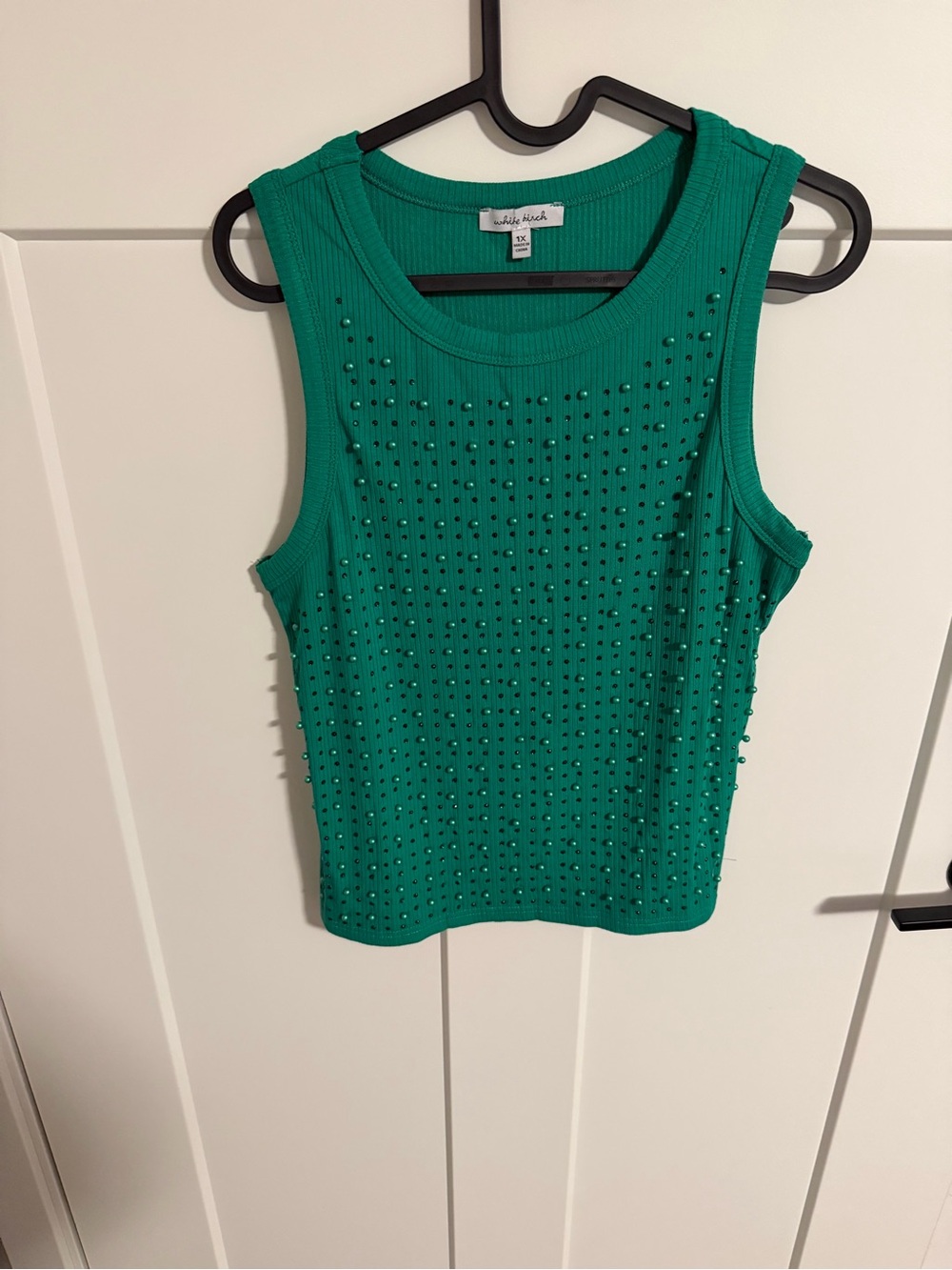 white birch Emerald Green Studded Ribbed Tank